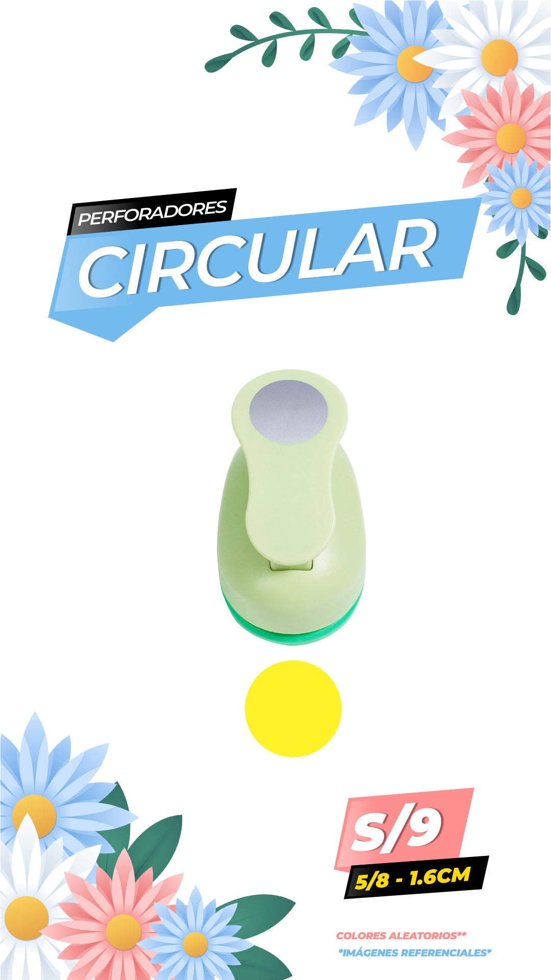 Perforador circular 5/8 pg / Colores varios