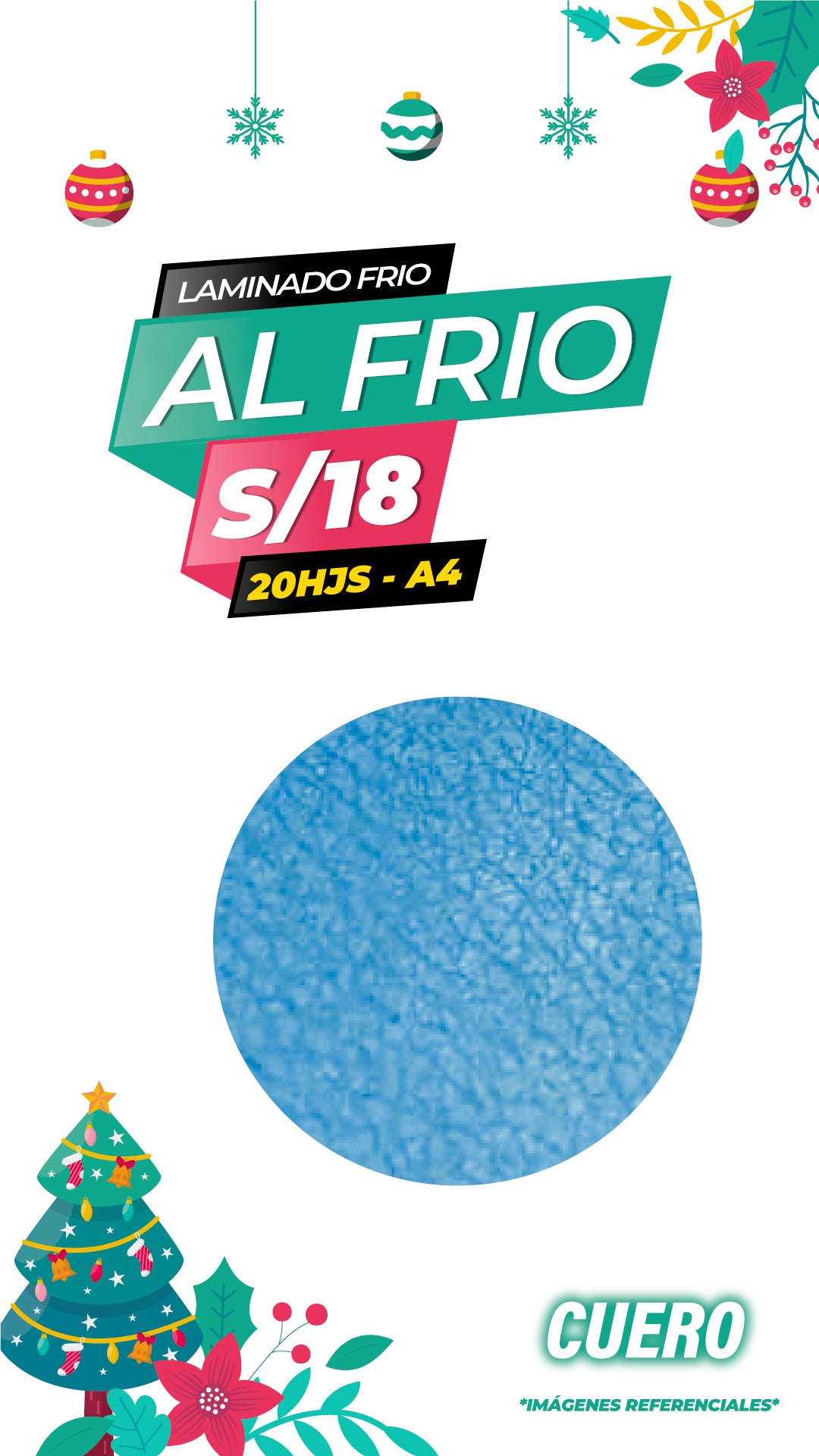 Laminado frio holográfico CUERO / Pack 20 hojas A4