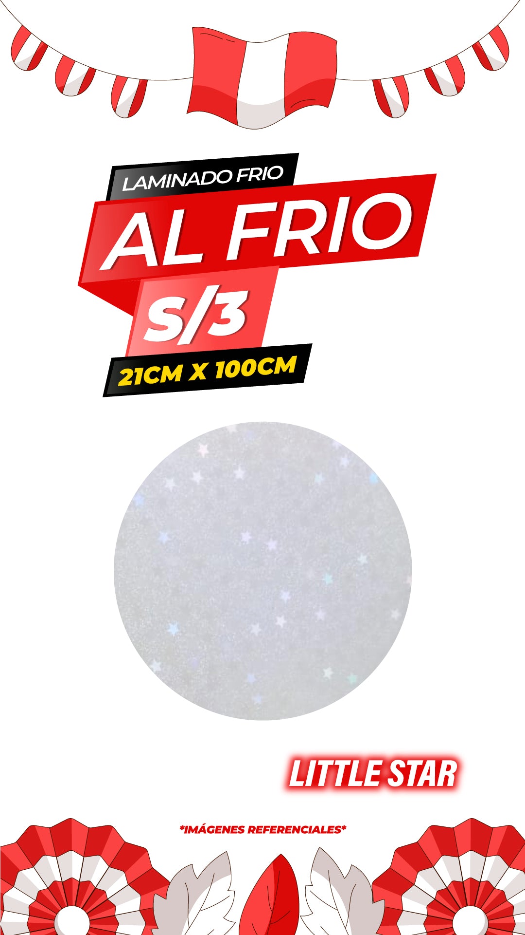 Laminado frio holográfico LITTLE STAR / 21CM X100CM
